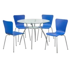 5pc Itza Round Glass Top And Chrome Base Dining Set - Buylateral -Buylateral Shop GUEST 1f4b7f4e 923a 4490 90b0 68256f3bac84