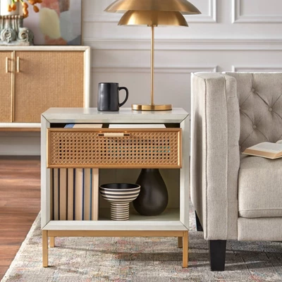 Lati Rattan Drawer End Table White/Natural - Buylateral Lati Rattan Drawer End Table White/Natural - Buylateral -Buylateral Shop GUEST 25a0746e c094 4c3a bdc4 d8aa9dee76f6