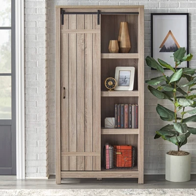 71" Glasbern Tall Farmhouse Barn Door Bookcase Weathered Gray - Buylateral 71" Glasbern Tall Farmhouse Barn Door Bookcase Weathered Gray - Buylateral -Buylateral Shop GUEST 28d06e89 dfbb 4b65 a164 2bda9a9da3b9
