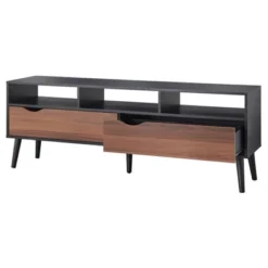 Sundal 2-Drawer TV Stand For TVs Up To 70" With Open Compartments Black/Walnut - Buylateral -Buylateral Shop GUEST 5166937c b6de 4ce8 9d49 6c37ed1f82f1