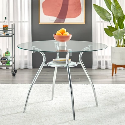3pc Itza Round Glass Top and Chrome Base Dining Set - Buylateral 3pc Itza Round Glass Top And Chrome Base Dining Set - Buylateral -Buylateral Shop GUEST 567045e3 a013 4d52 9647 5596bd19132d