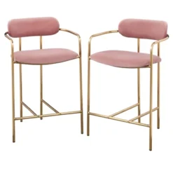 24" Set Of 2 Retro Velvet Counter Height Barstools - Buylateral -Buylateral Shop GUEST 594ad79a 8ad2 4f90 8f1d 0e4665d68c0b