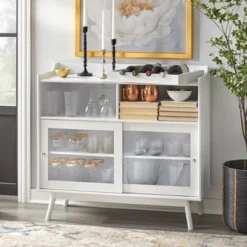Dublin Bar Cabinet With Sliding Glass Doors White - Buylateral -Buylateral Shop GUEST 6861e152 6f89 407d a989 c3f88da09110
