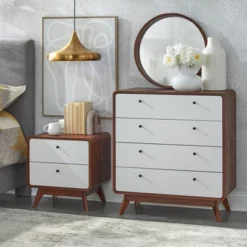 Cassie Mid-Century Modern 4 Drawer Chest Walnut/White - Buylateral -Buylateral Shop GUEST 6dedaa84 3554 4f14 a7f5 a53330c49d7a