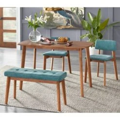 Nettie Mid-Century Modern Upholstered Bench Walnut/Teal - Buylateral -Buylateral Shop GUEST 7b14bbe5 4fde 4050 ac39 41cff05a3ebf