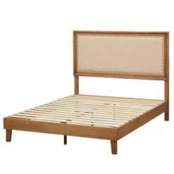 Queen Shaye Upholstered And Rustic Wood Bed - Buylateral -Buylateral Shop GUEST 92f9c400 945e 4344 b4ca 6fd81b57eda9